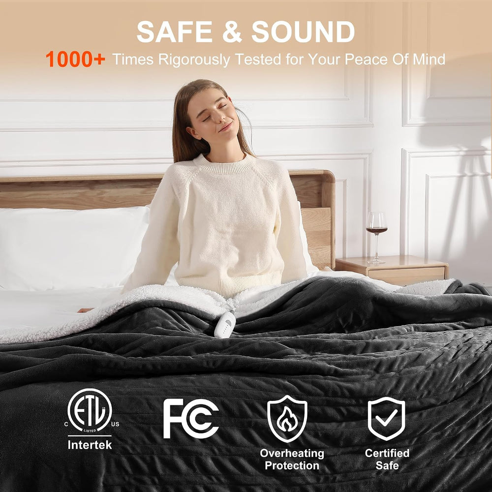 King Size Heated Blanket 100''X90'' Dual Control Heating Blan...