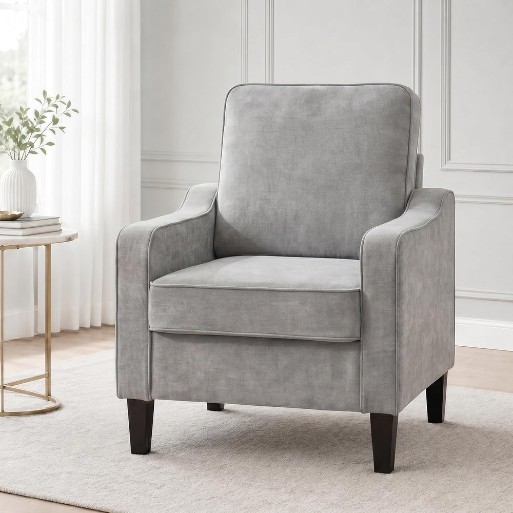 Accent Chair for Living Room, Modern Reading Chair for Bedroom, Light Grey