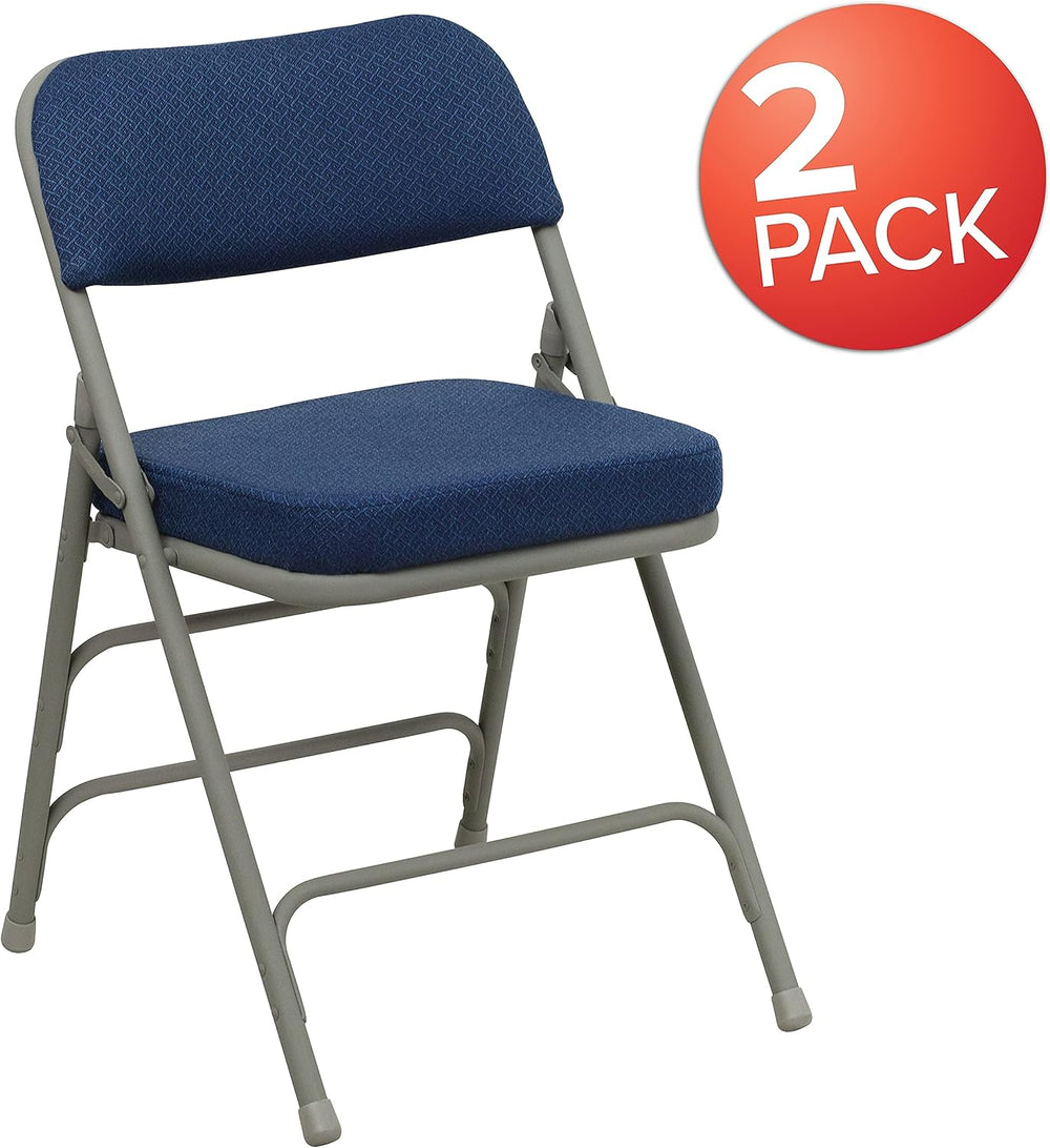 Flash Furniture Hercules Series Metal Folding Chairs with Cushioned Seat, Fab...