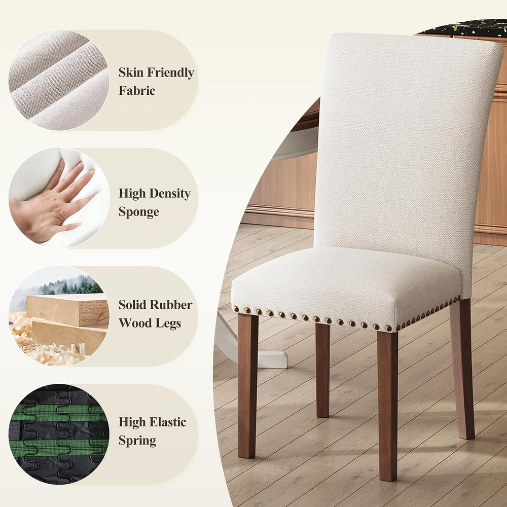 COLAMY Upholstered Parsons Dining Chairs Set of 2, Fabric Dining Room Kitchen...