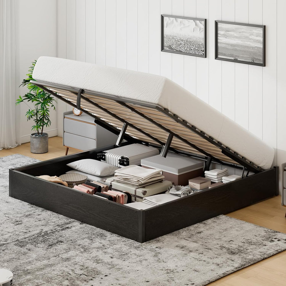 King Lift Up Storage Bed Frame, Black