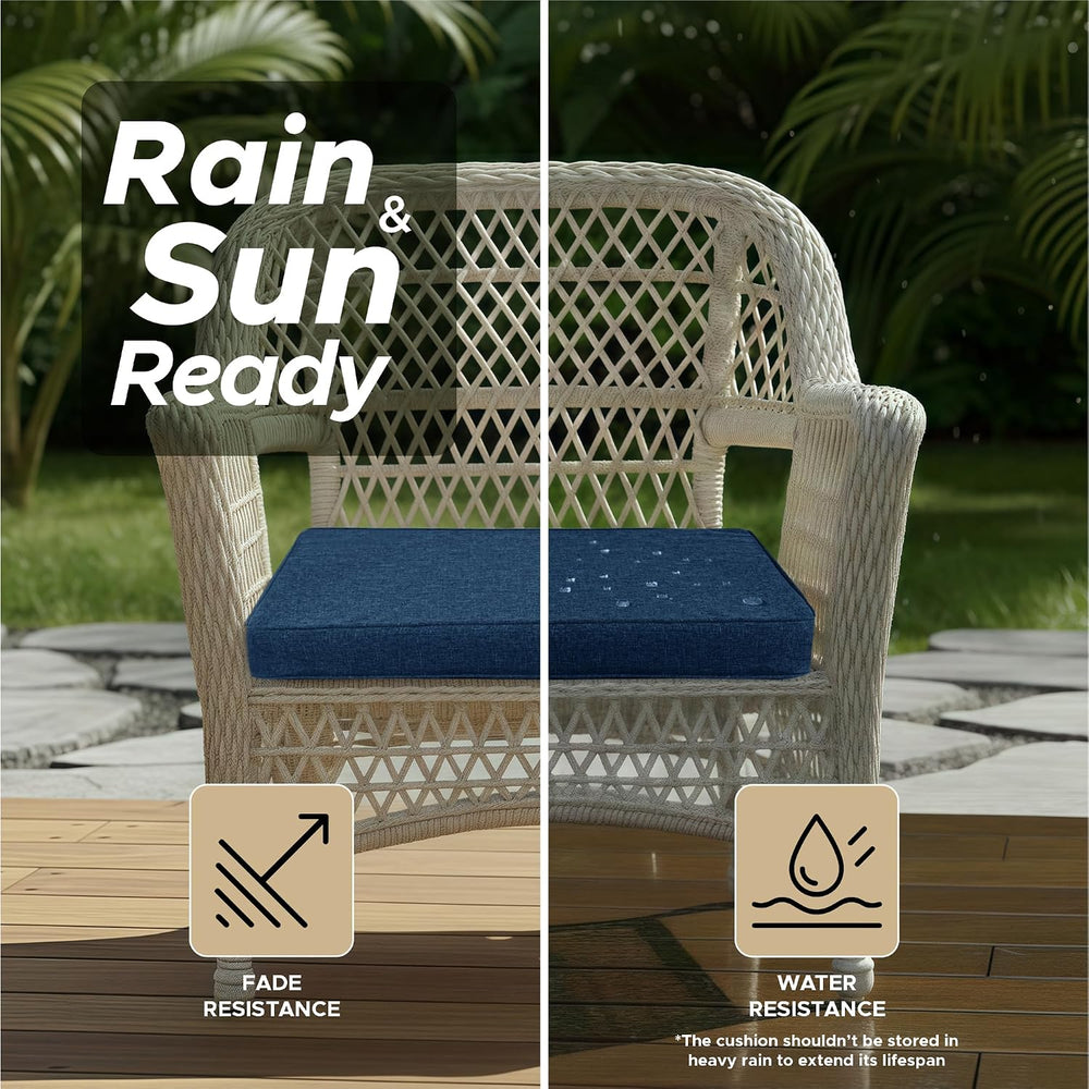 Outdoor Chair Cushions, Set of 6, 24 x 24 Inch, Navy Blue