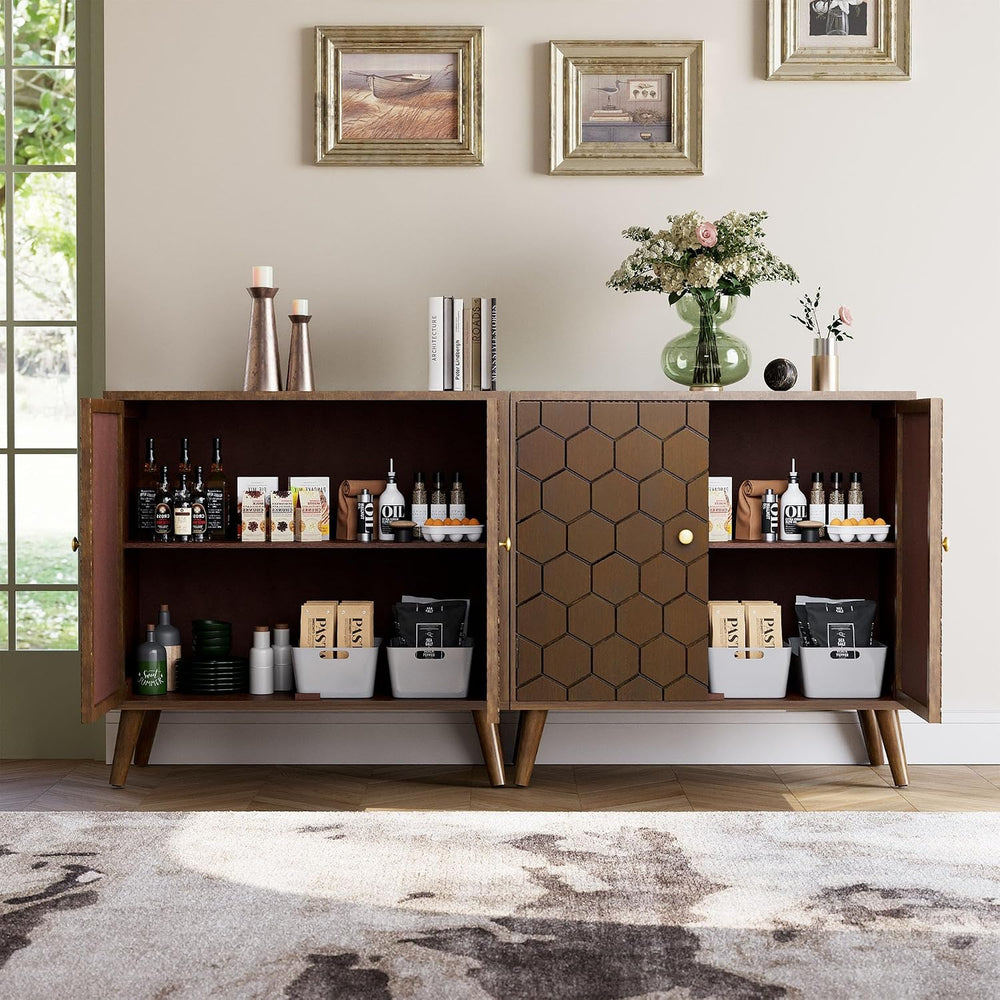 COSIEST Set of 3 32" Storage Sideboards with Doors, Accent Cabinets with...