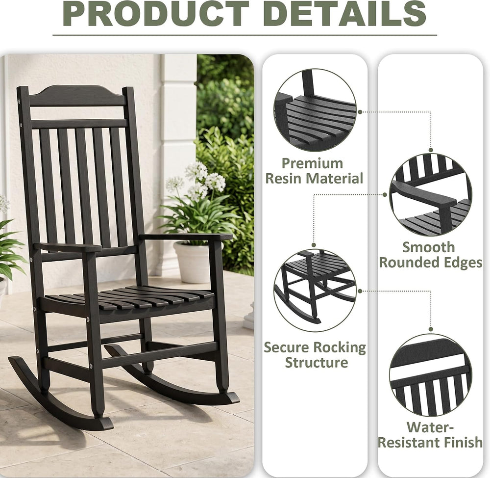 Outdoor Rocking Chair, Oversized Resin Outdoor Rocking Chair