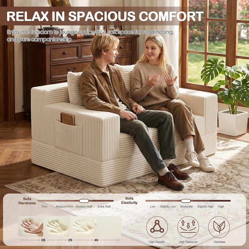 Boneless Loveseat Couch Folding Sofa Bed, Foldable Floor Futon Sleeper Couch ...