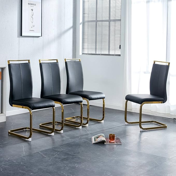 AZmac Modern Leather Dining Chairs Set of 4,Armless Kitchen Chairs,Dining Roo...