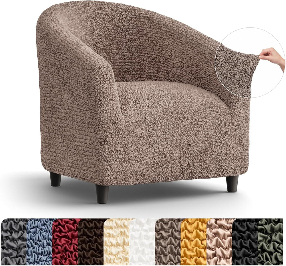 PAULATO BY GA.I.CO. Stretch Barrel Armchair Slipcover 1-Piece – Bi-Elastic Cl...