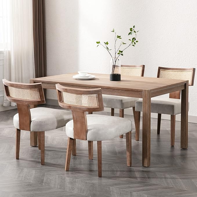 Rattan Dining Chairs Set of 2, Mid-Century Modern Dining Chair, Kitchen Dinin...