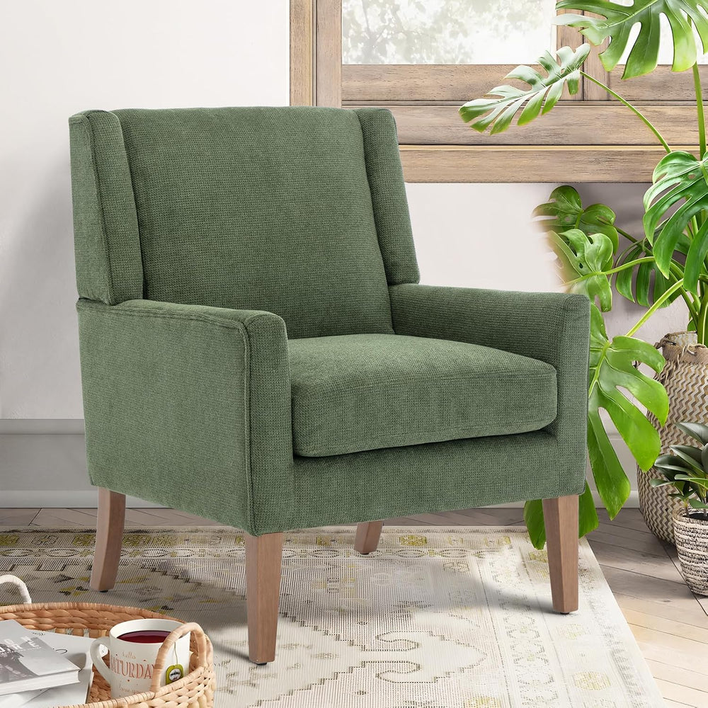 COLAMY Modern Wingback Living Room Chair Set of 2, Upholstered Fabric Accent ...