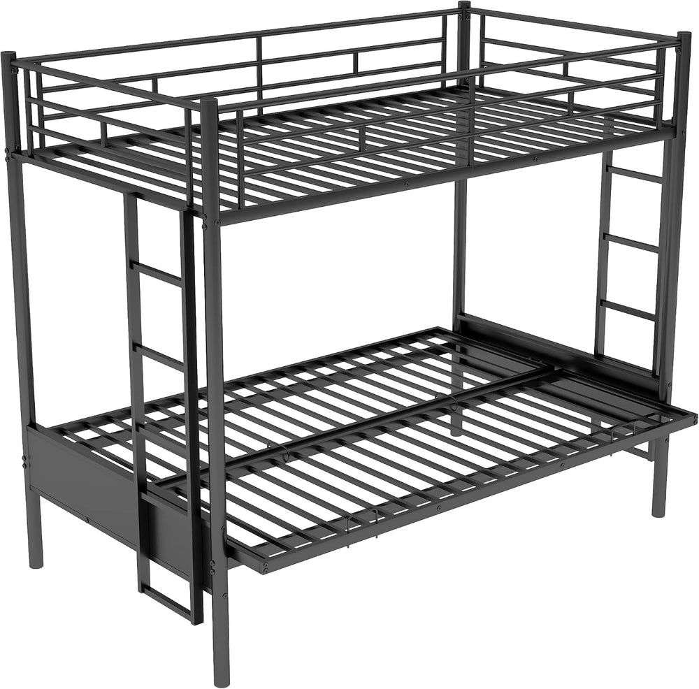 Bellemave Twin Over Futon bunk Bed, loft Bed with futon, Twin Over Full Futon...