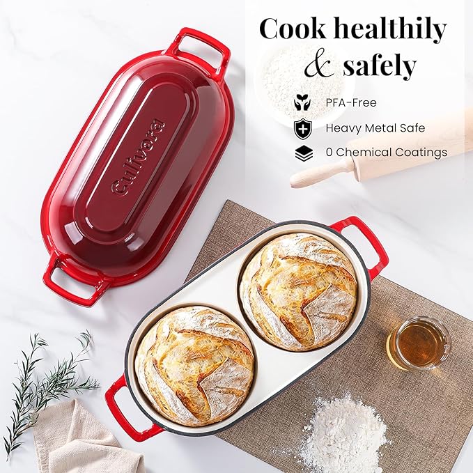 Cast Iron Bread Pan with Lid, Mini Enamel Sourdough Baking Dutch Oven Pot