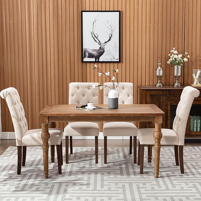 COLAMY Button Tufted Dining Chairs Set of 6, Accent Parsons Diner Chair Uphol...