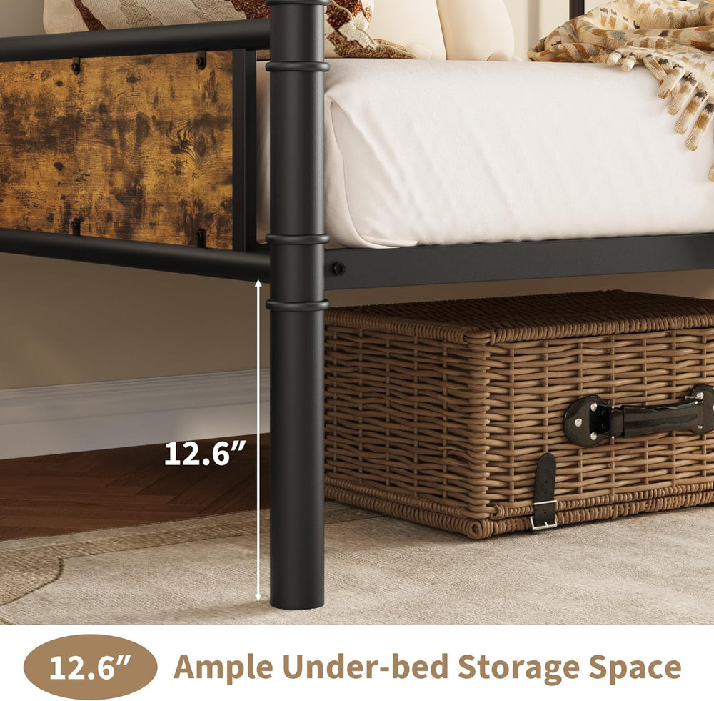 IDEALHOUSE Twin Daybed with Classic Headboard,Metal Twin Bed Frame,Black