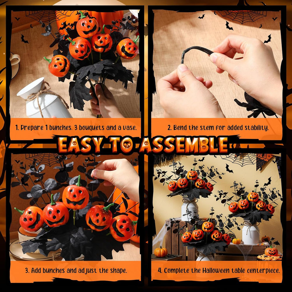 Thiccywoov 4 Sets Halloween Table Centerpiece Decorations Artificial Black Pu...