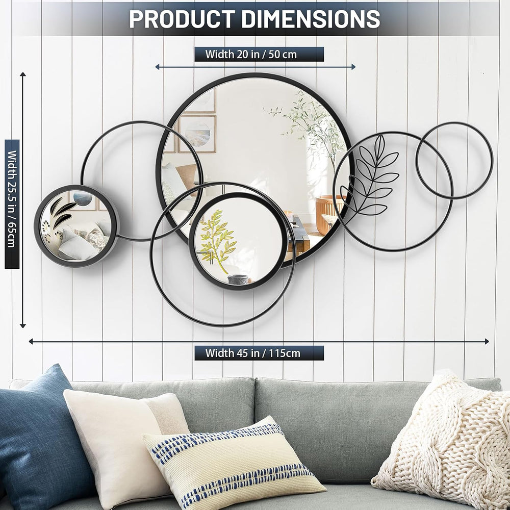 Wall Mirror Decorative, Round Decorative Mirror, Large Decor Metal Wall Art