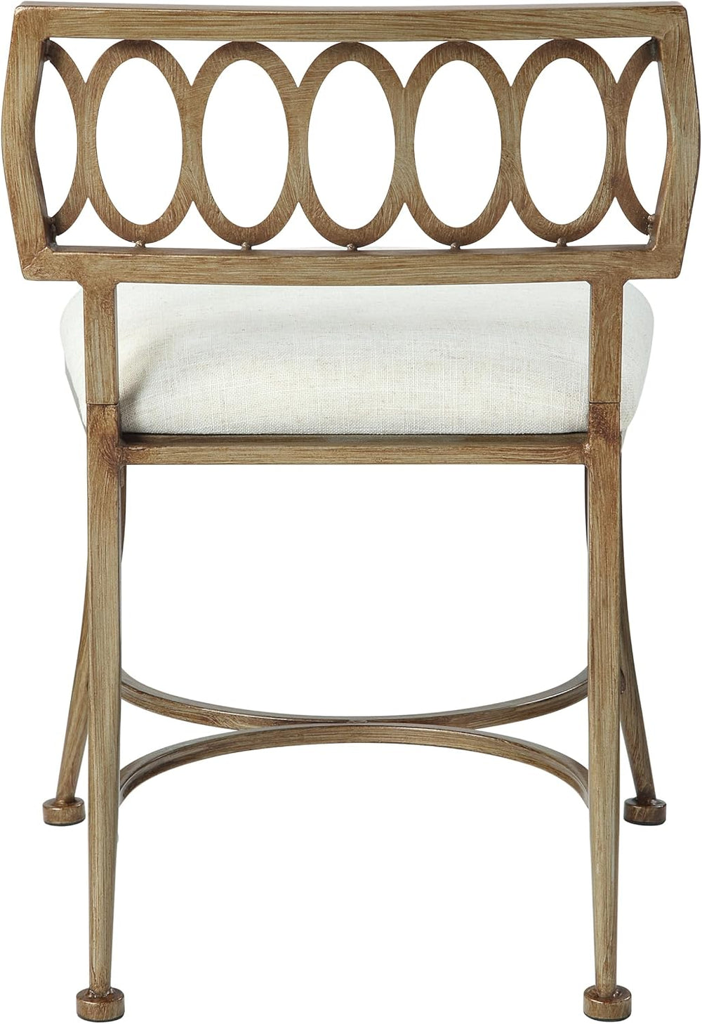 Golden Bronze Low Back Vanity Stool with Linen Seat