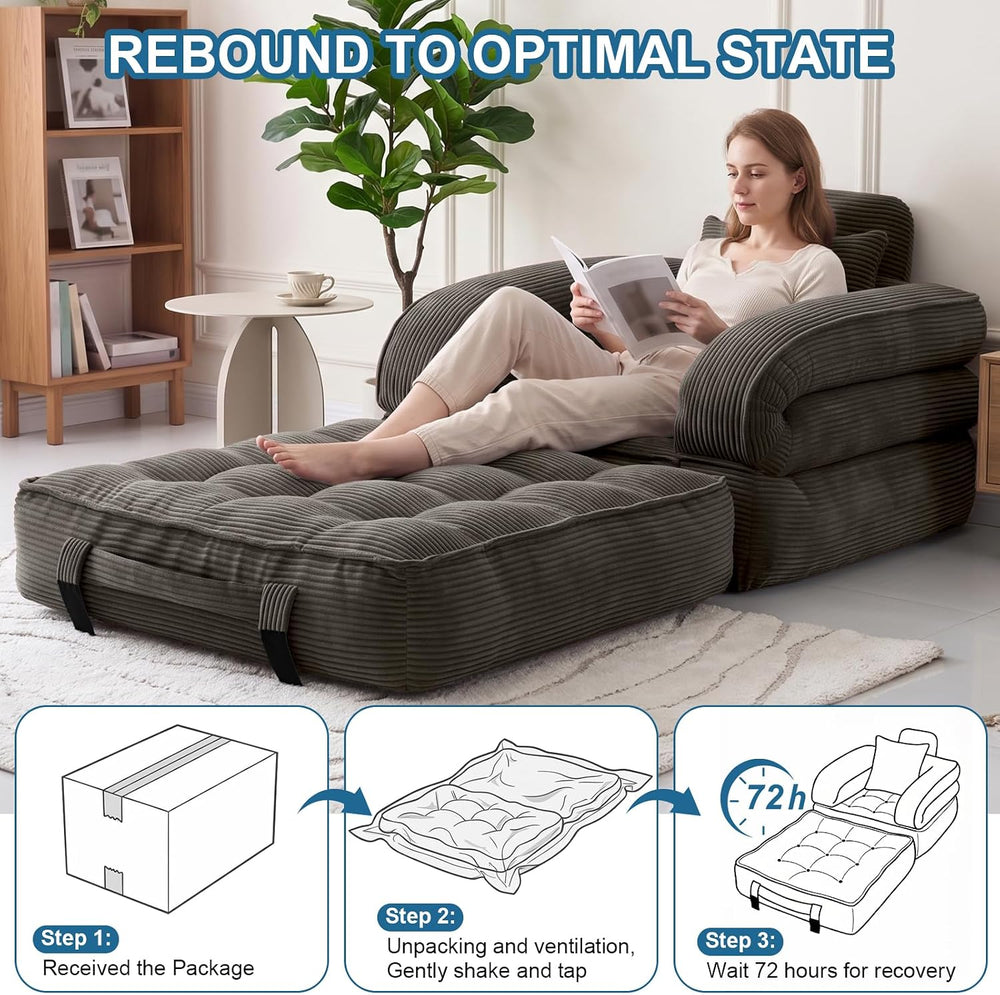 Folding Sofa Bed, Convertible Sleeper Chair Bed with Armrests