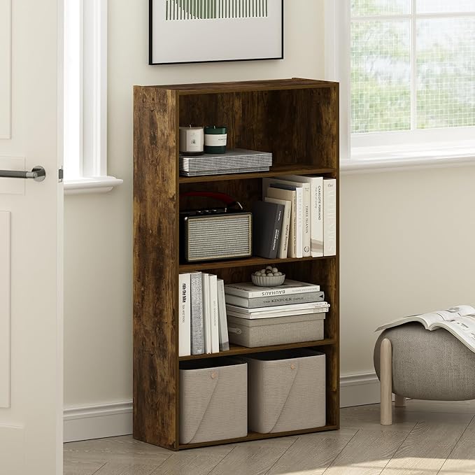 Furinno Pasir 4 Tier Open Shelf, Amber Pine