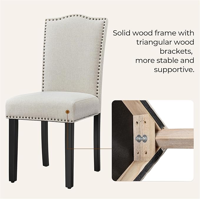 Yaheetech Dining Chairs Set of 4 Modern Kitchen Chairs with Fabric Upholstere...