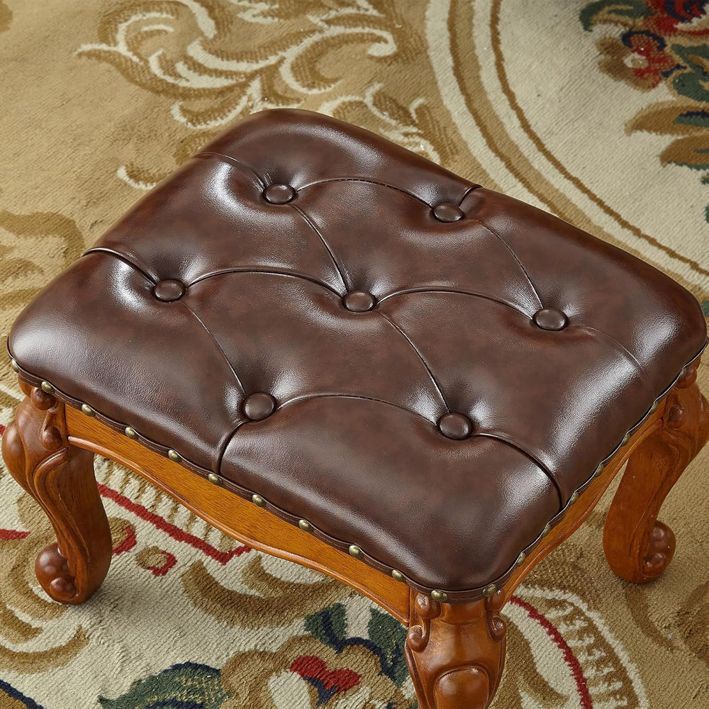Foot Stool Ottoman Foot Rest Microfiber Leather Upholstered Footstool for Sof...