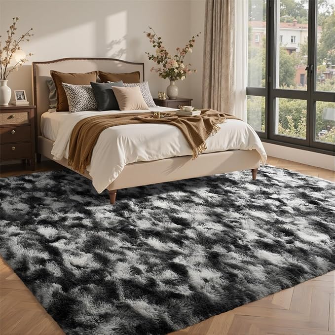 6x9 Ft Large Shag Rugs for Living Room Decor, Tie-Dyed Ultra Soft Fluffy Furry