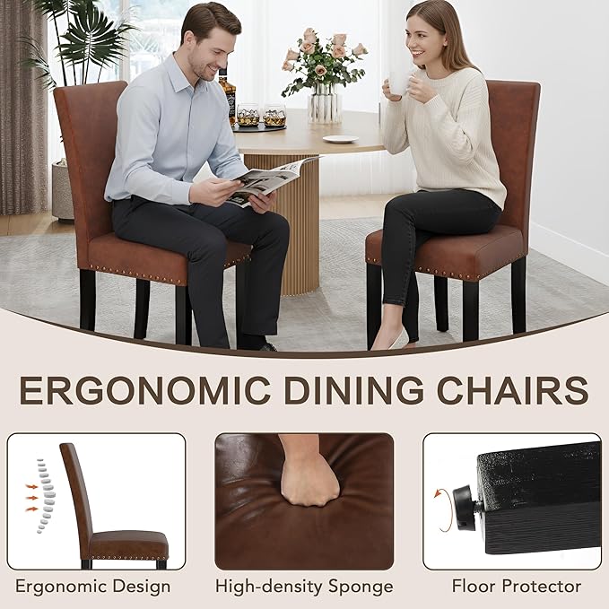 LSSBOUGHT Waterproof & Stain-Resistant Dining Chairs Set of 4, Upholstere...