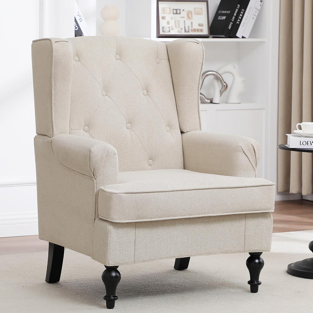 Accent Chair for Living Room, Mid Century Modern Upholstered Armchair, Wingba...