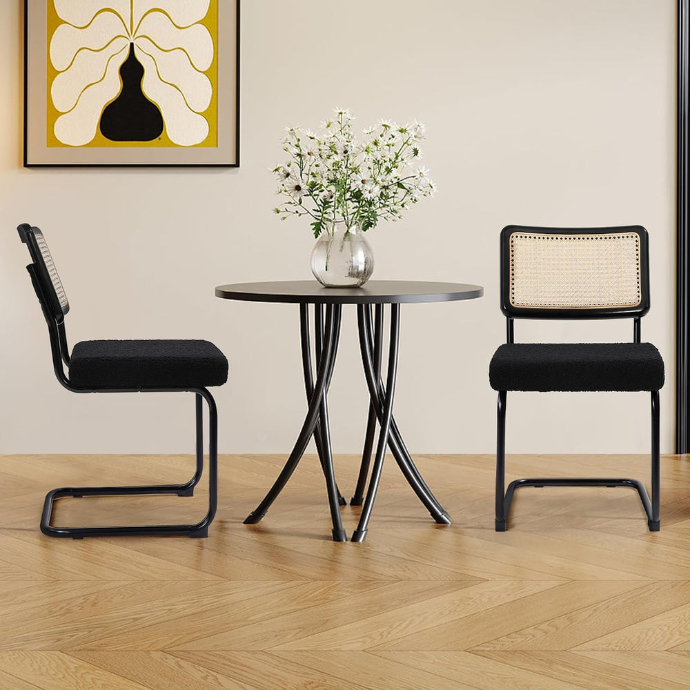 Dining Chairs Set of 2, Modern Rattan Kitchen Chairs, Mid Century Modern Desi...