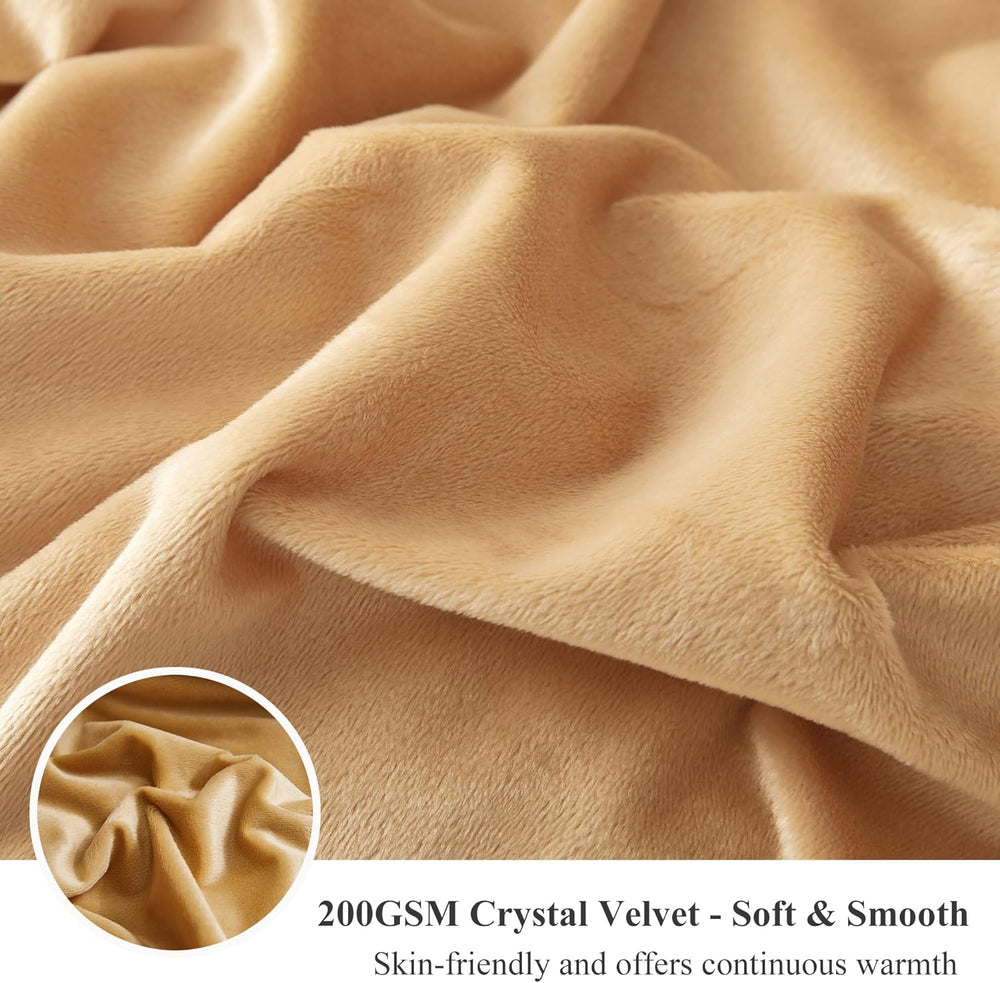 XeGe Luxury Faux Fur Leopard Print Blanket, Cheetah Brown, 60"x80"