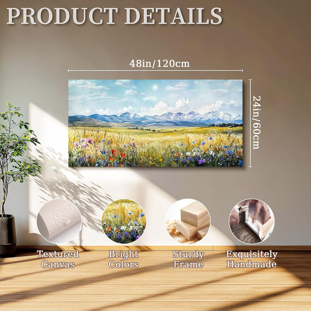 SERIMINO Wilderness Meadow Wall Decor, Wildflower Art Prints 24"X48"