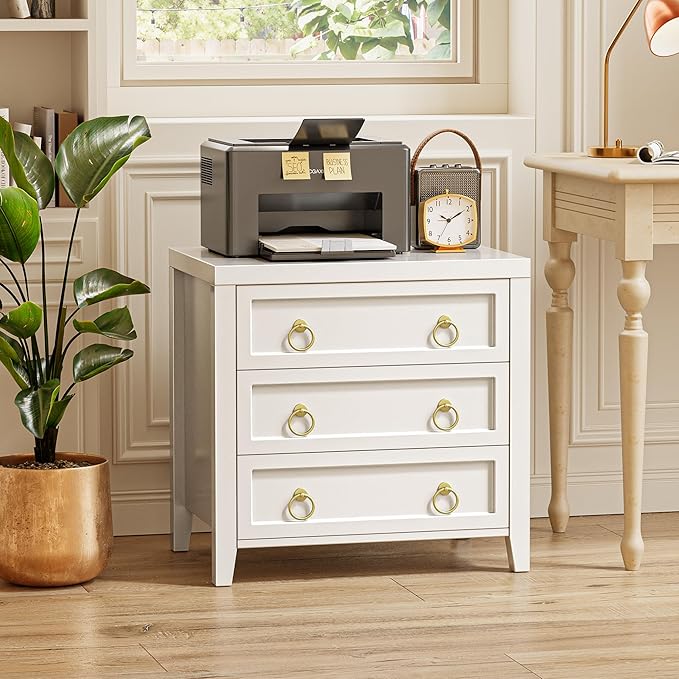 Huuger Paint Night Stand with Charger Station and USB-C Port, 3 Drawer Nights...