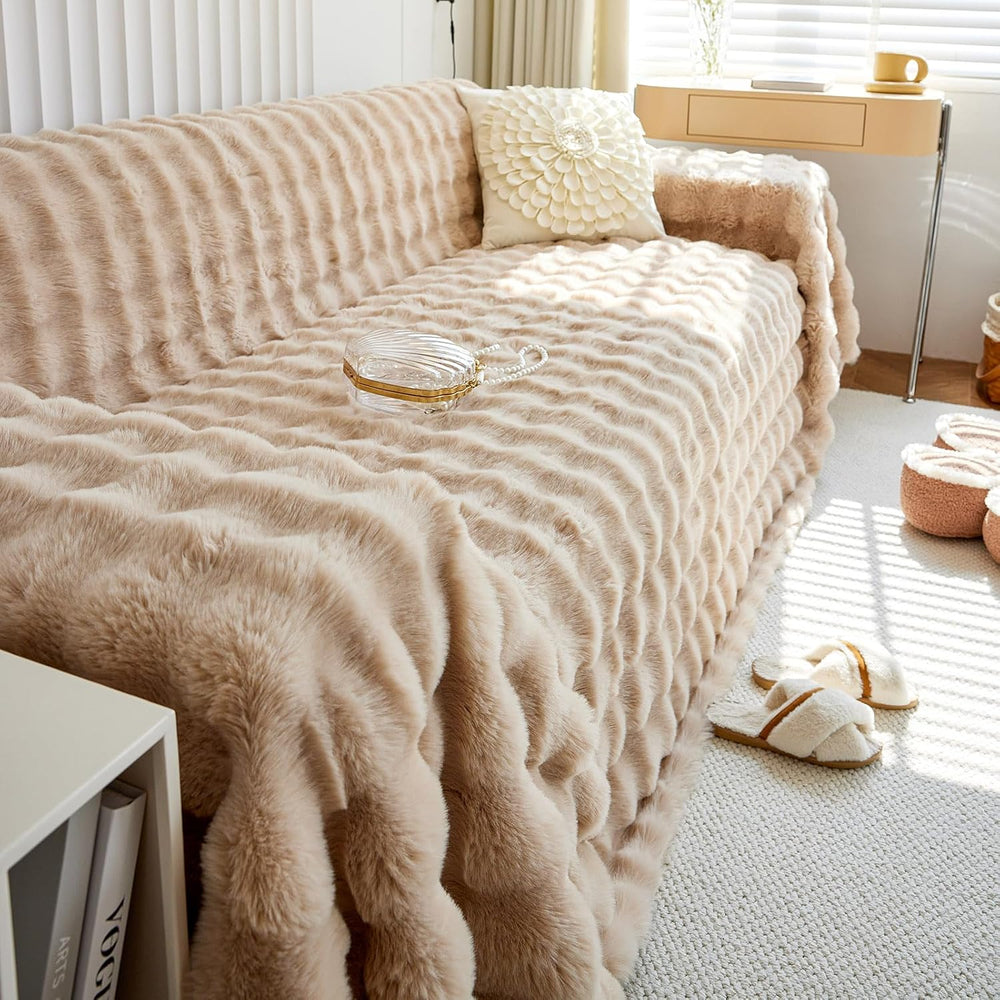 HANDONTIME Plush Sofa Slipcovers Washable Couch Cover
