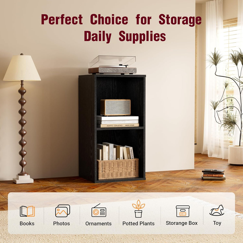 Book Shelf, Wooden Cube Storage Organizer with 11" Open Cubes, Stackable...