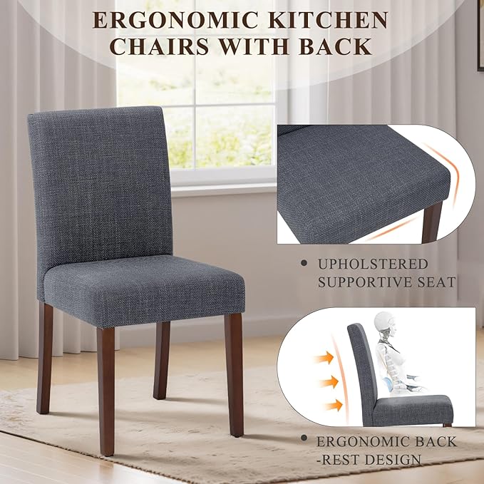 Upholstered Parsons Dining Chairs Set of 6, Modern Dining Room Chairs with Ba...