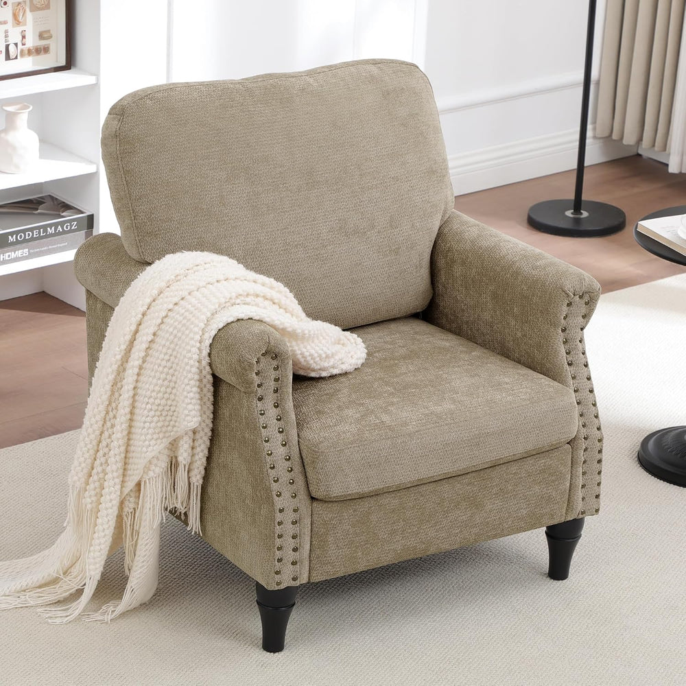 Accent Chair for Living Room, Modern Mid Century Reading Chair Armchair High ...