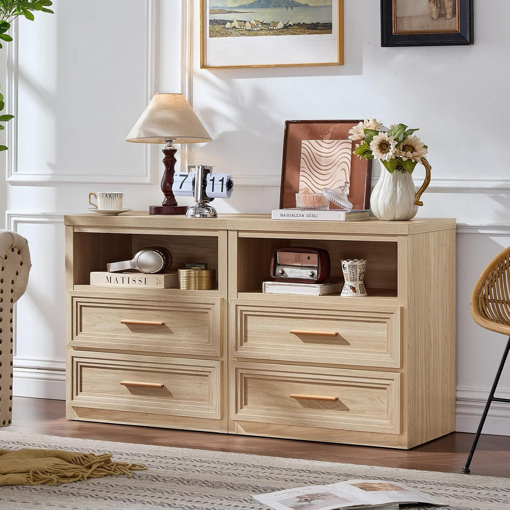 RWYHG 24'' Wide Farmhouse Night Stand with 2 Drawers,Wood Nightstand