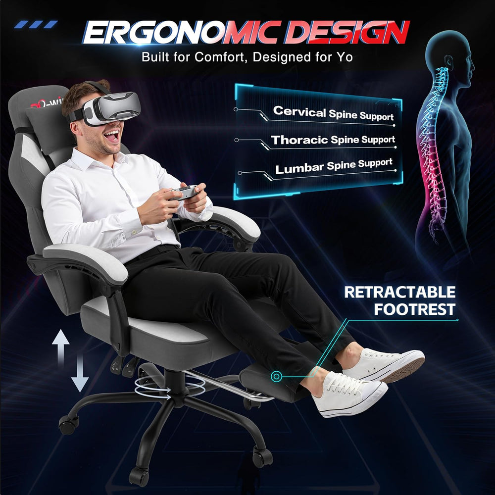 Gaming Chair for Adults with Footrest & Massage Lumbar Support, Ergonomic...