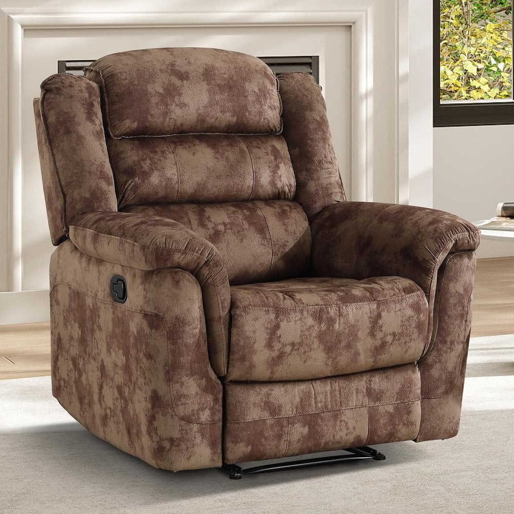 EBELLO Manual Recliner Chair, Soft Fabric Recliner Sofa with Overstuffed Armr...
