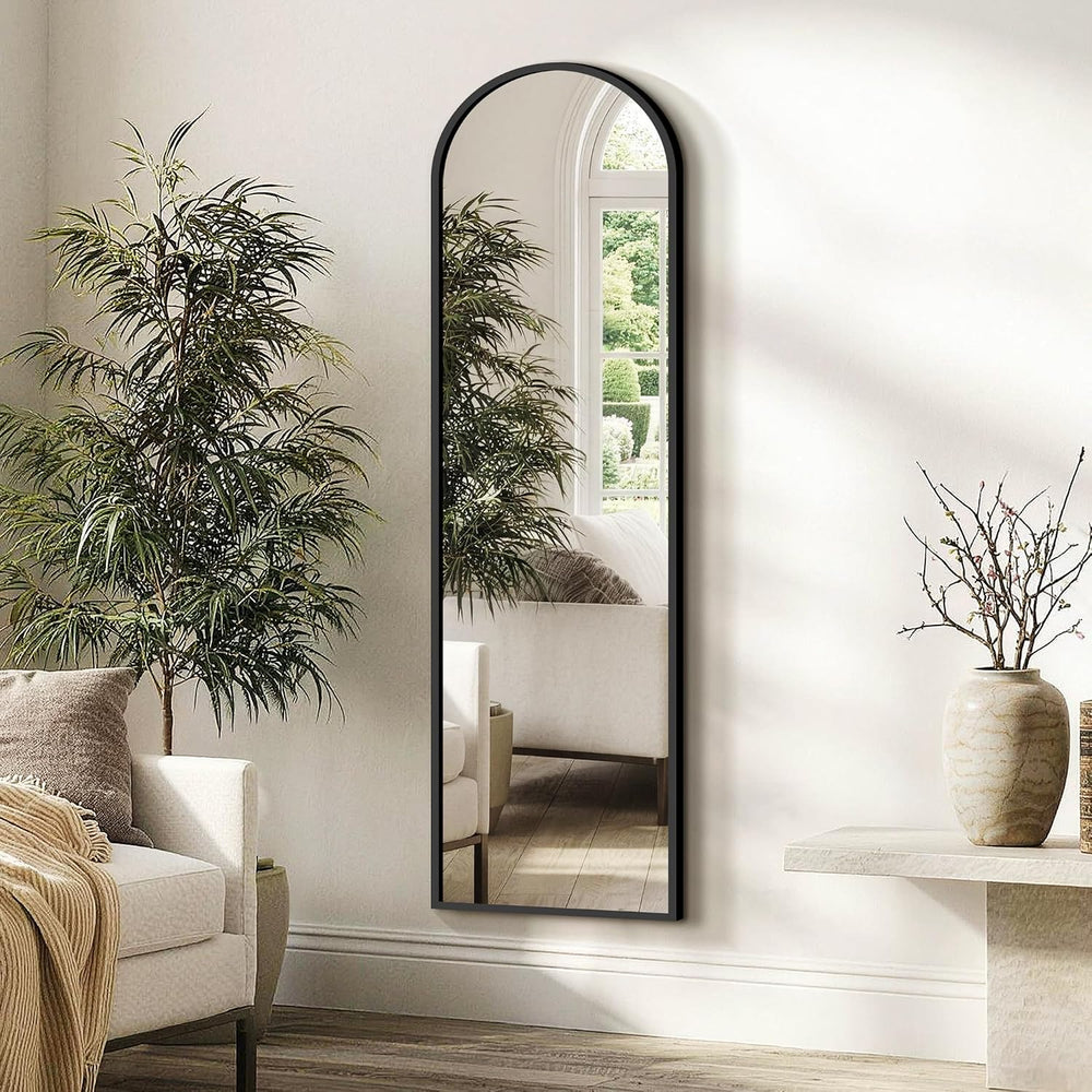 Arched Full Length Mirror with Stand, 56"x15" Full Body Floor Mirro...