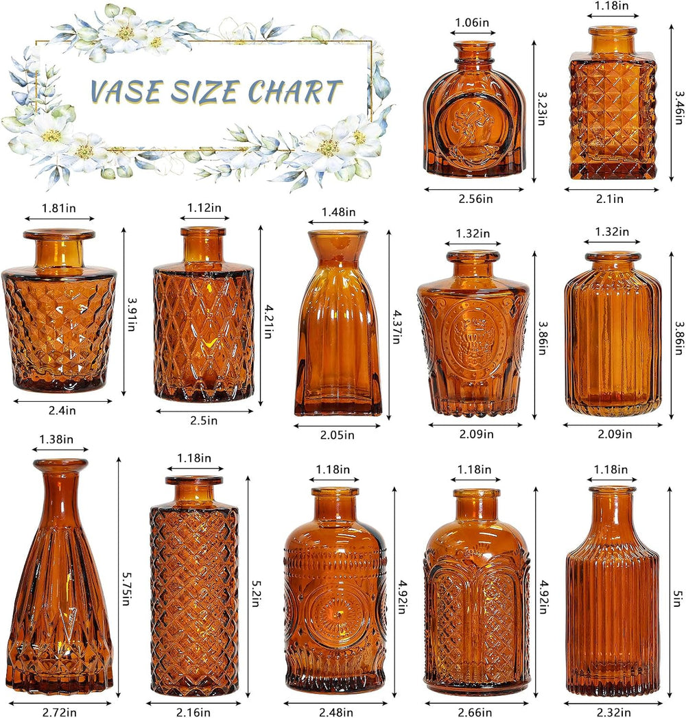 SUPMIND Glass Bud Vases Set of 12, Small Dark Brown Flower Vases in Bulk