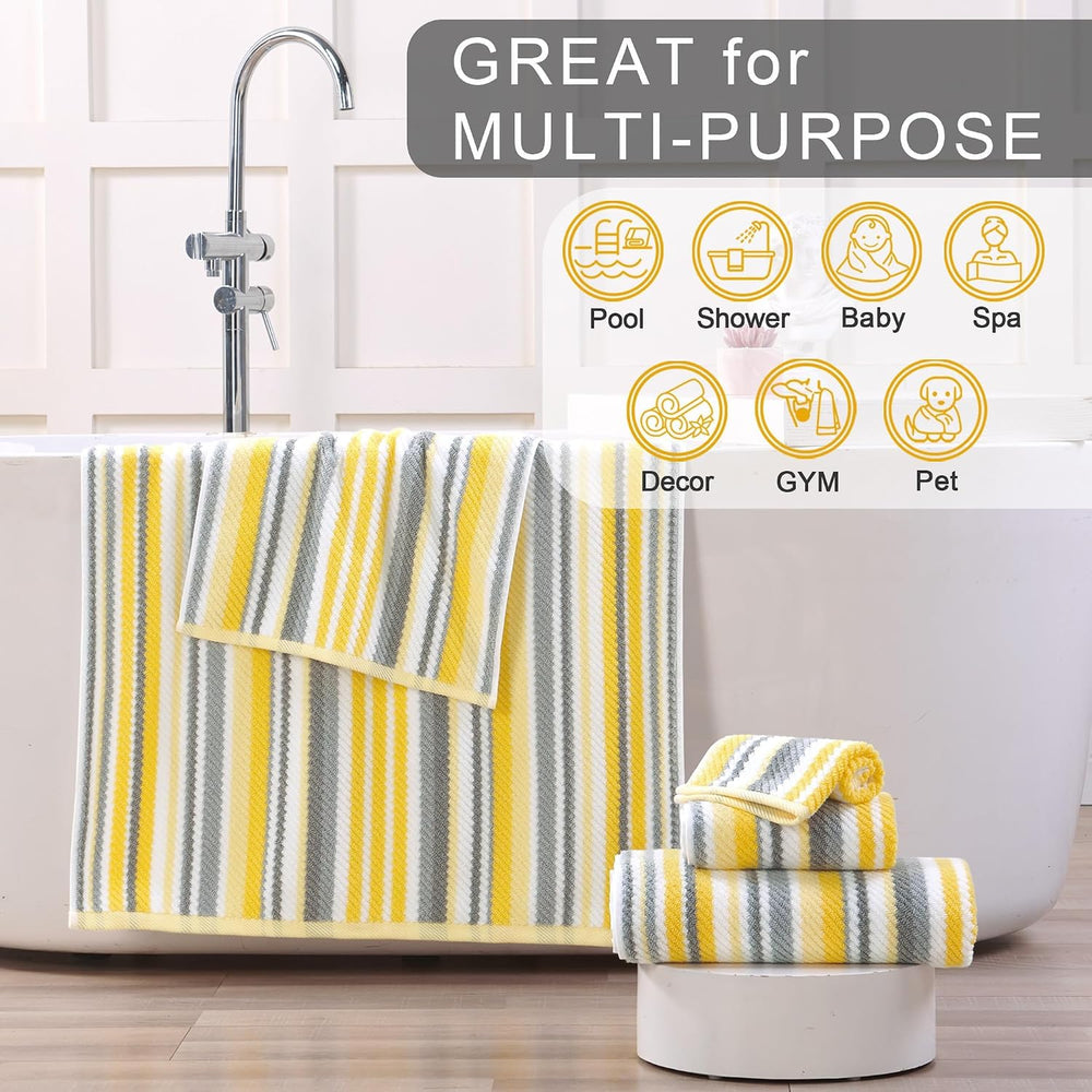 VOOVA & MOVAS Yellow Gray Towels for Bathroom 6 Pack, 100% Cotton | Ideal...