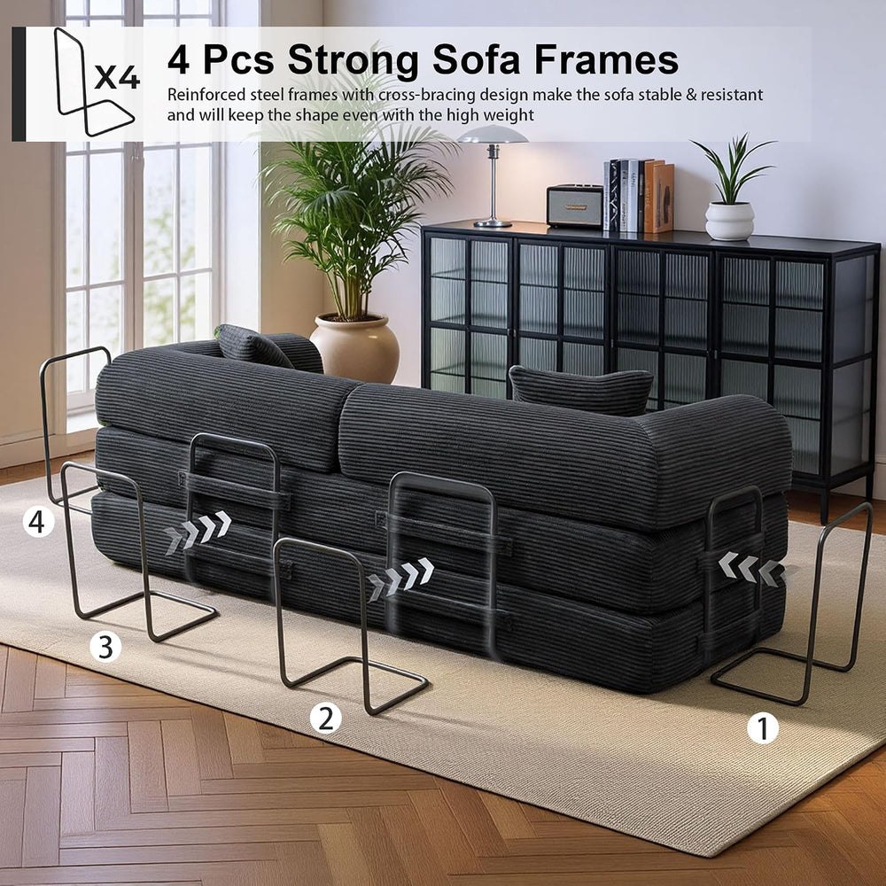 JJJ 63 inch Boneless Sofa Bed Sleeper Couch