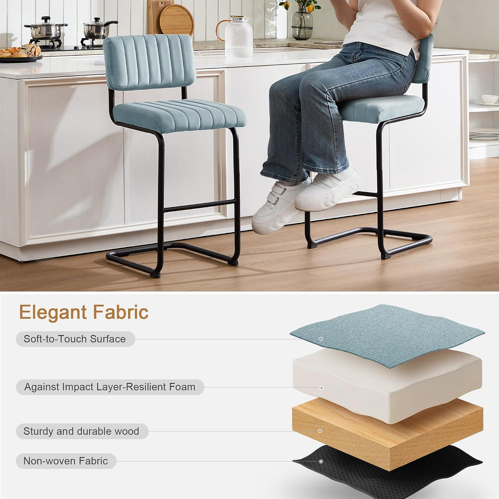 Flouki 24 Inch Bar Stools Set of 4, Cantilever Counter Height Barstools, Upho...
