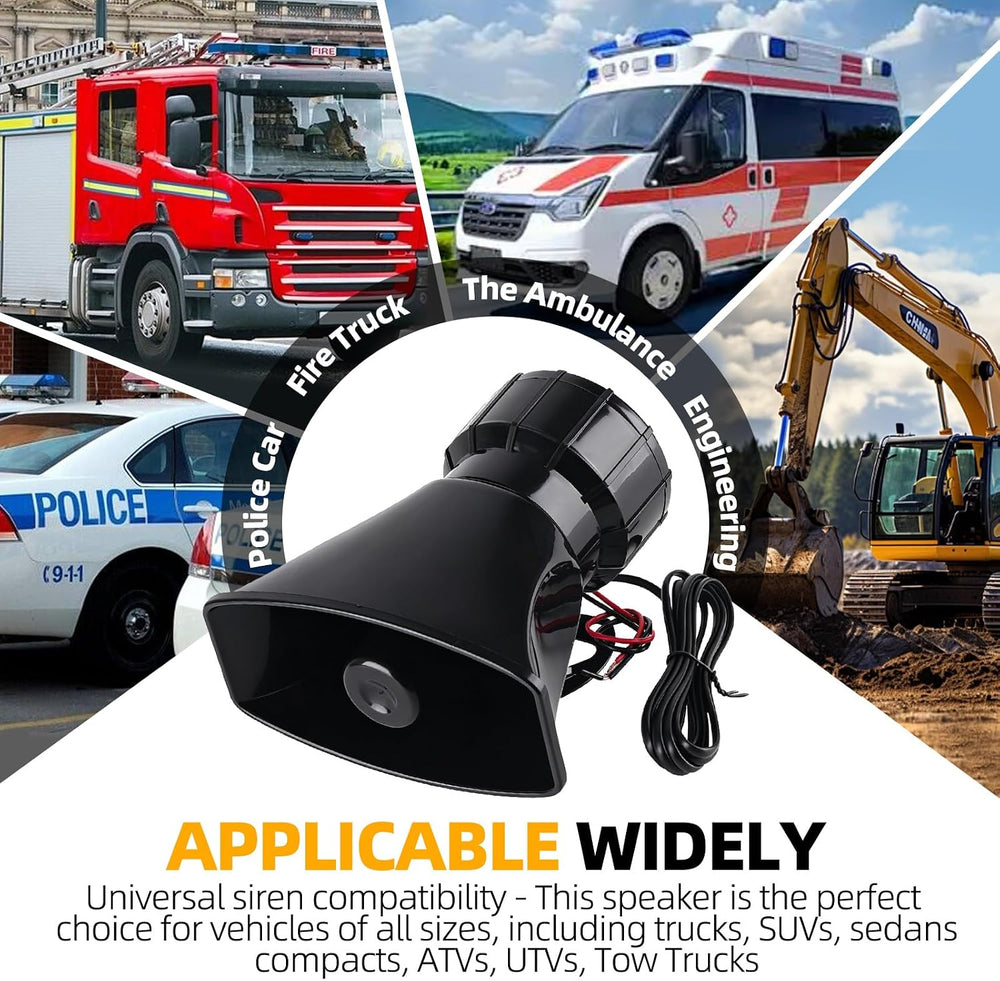 12V Car Siren Speaker PA System, Emergency Alarm Horn with Mic for Truck