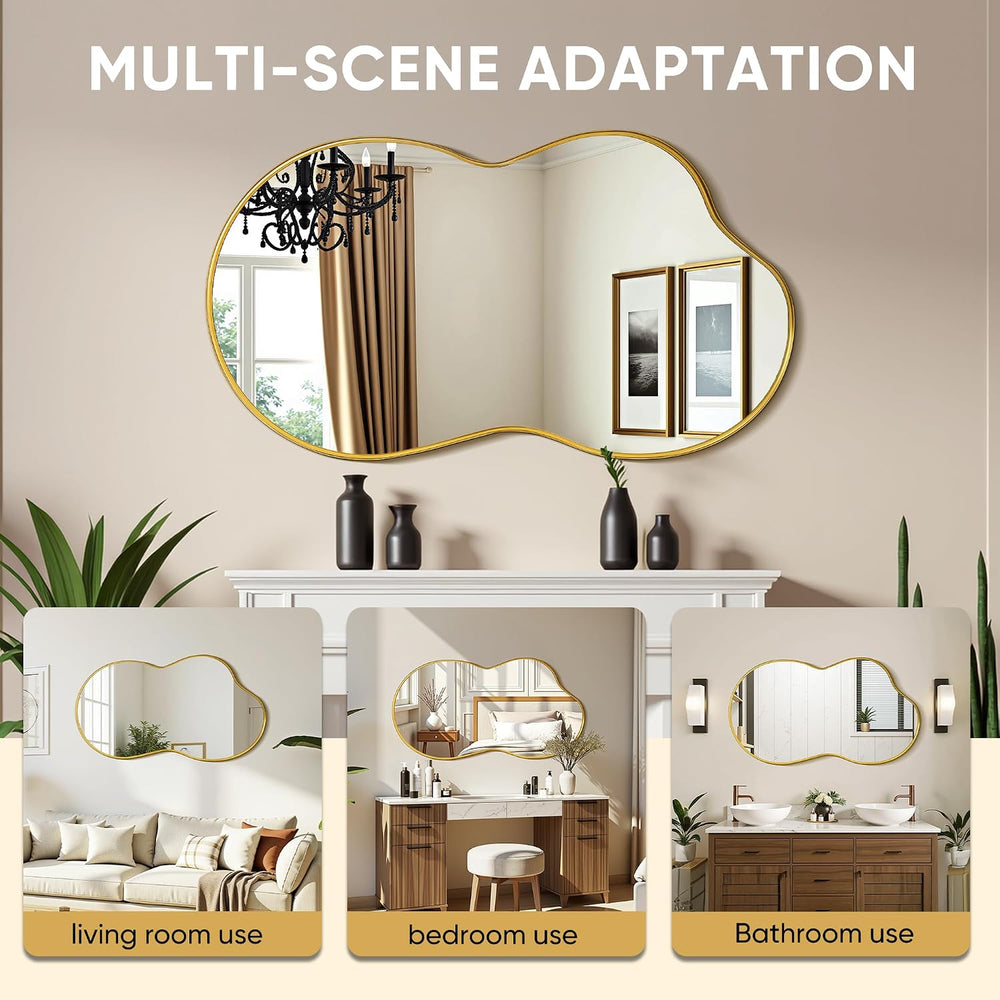 Suidia Irregular Wall Mirror, 36"x20" Bathroom Mirror Asymmetrical ...