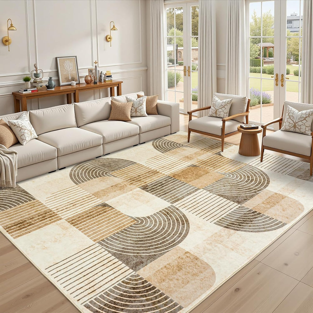 5x7 Washable Area Rugs for Living Room, Non Slip Boho Modern Rug