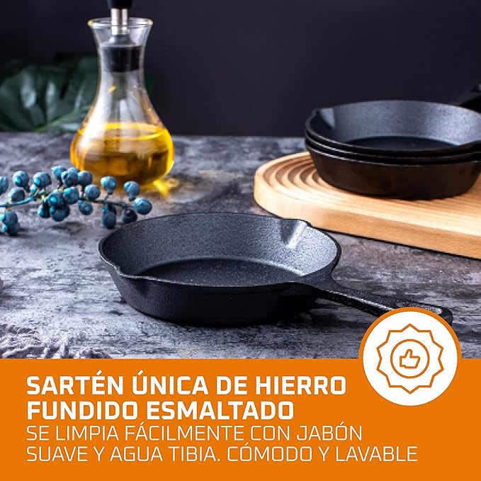 Bruntmor Cast Iron Frying Pan Set of 4-6x4 Inch Black Pre-Seasoned Skillets