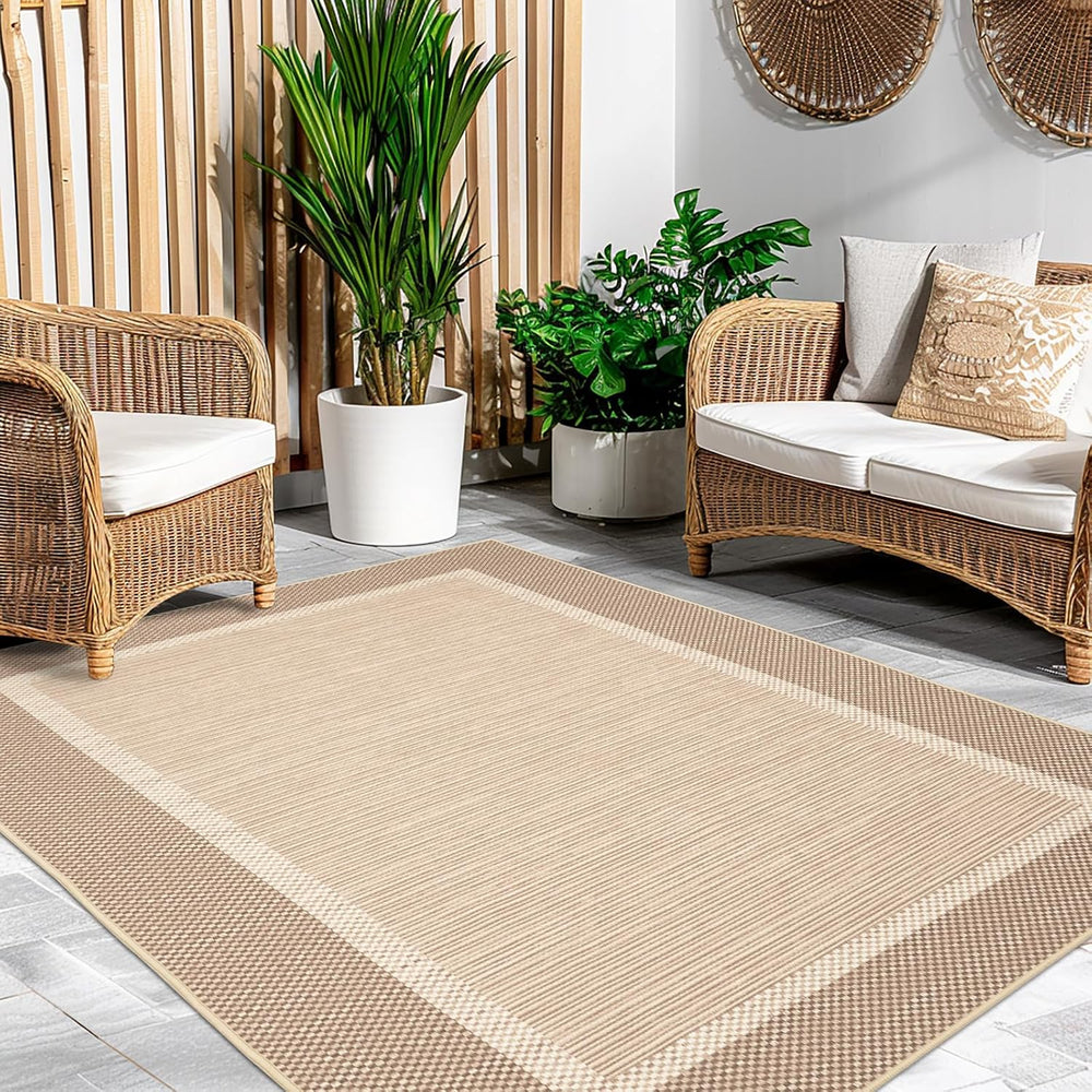 ILANGO Jute Area Rugs for Outdoor, Patio Woven Washable Rugs 5'x7', N...