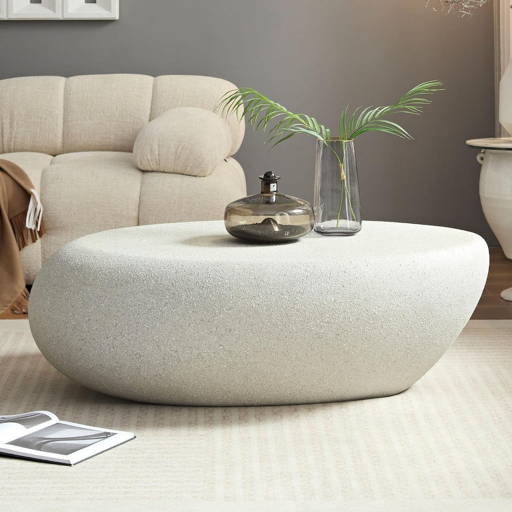 43.31 Modern Oval Coffee Table for Living Room, Contemporary Rustic Style Cur...