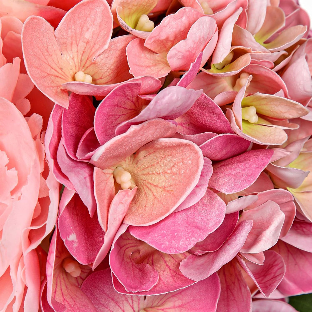 Hollyone Pink Hydrangea Peonies Artificial Flowers Real Touch Fake Flowers Ar...